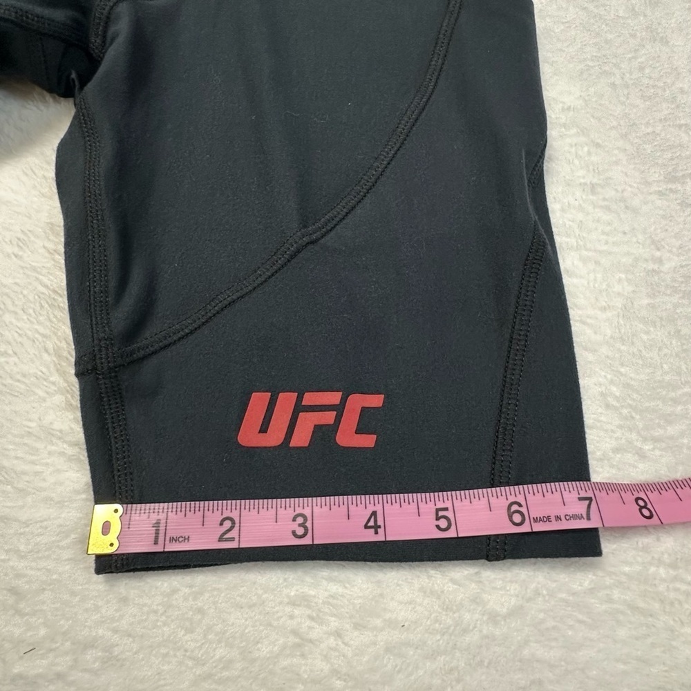 UFC Women's Black Bike Shorts with Red Logo and Side Pockets - Picture 4 of 12